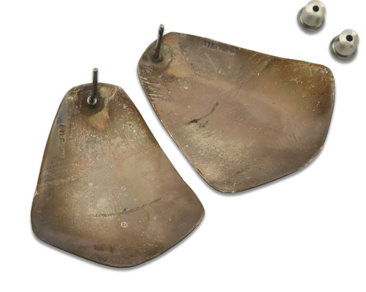 Navajo Earrings 925 Silver Handmade Natural Turquoise Native Artist C.80's