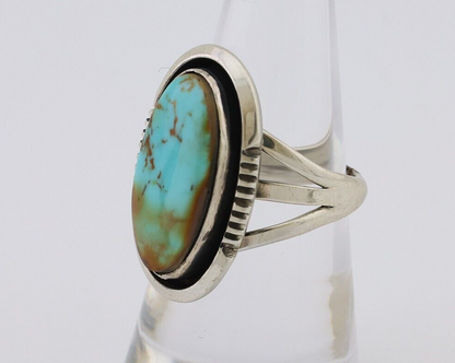Navajo Hand Stamped Ring 925 Silver Natural Turquoise Native Artist C.80's