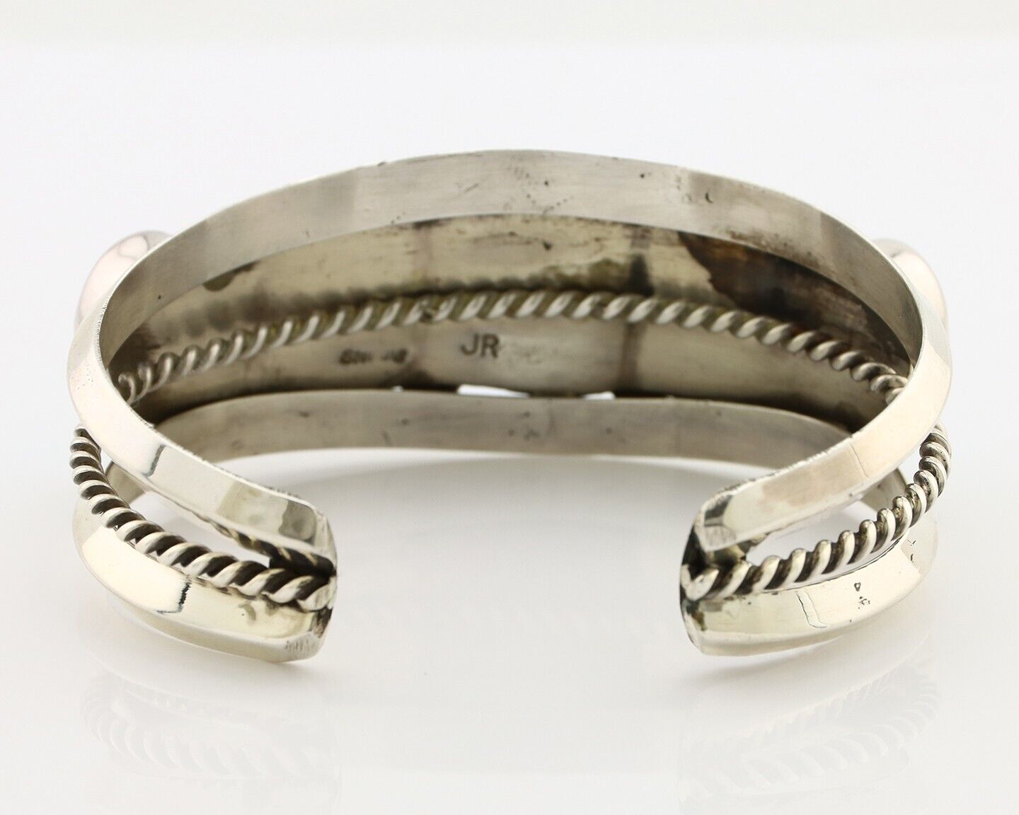 Navajo Bracelet 925 Silver Nugget Sleeping Beauty Turquoise Artist Signed JR C80