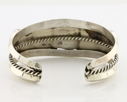 Navajo Bracelet 925 Silver Nugget Sleeping Beauty Turquoise Artist Signed JR C80