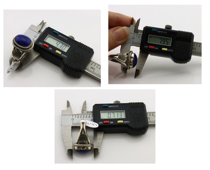 Navajo Ring 925 Silver Lapis Hand Stamped Native American Artist C.80's