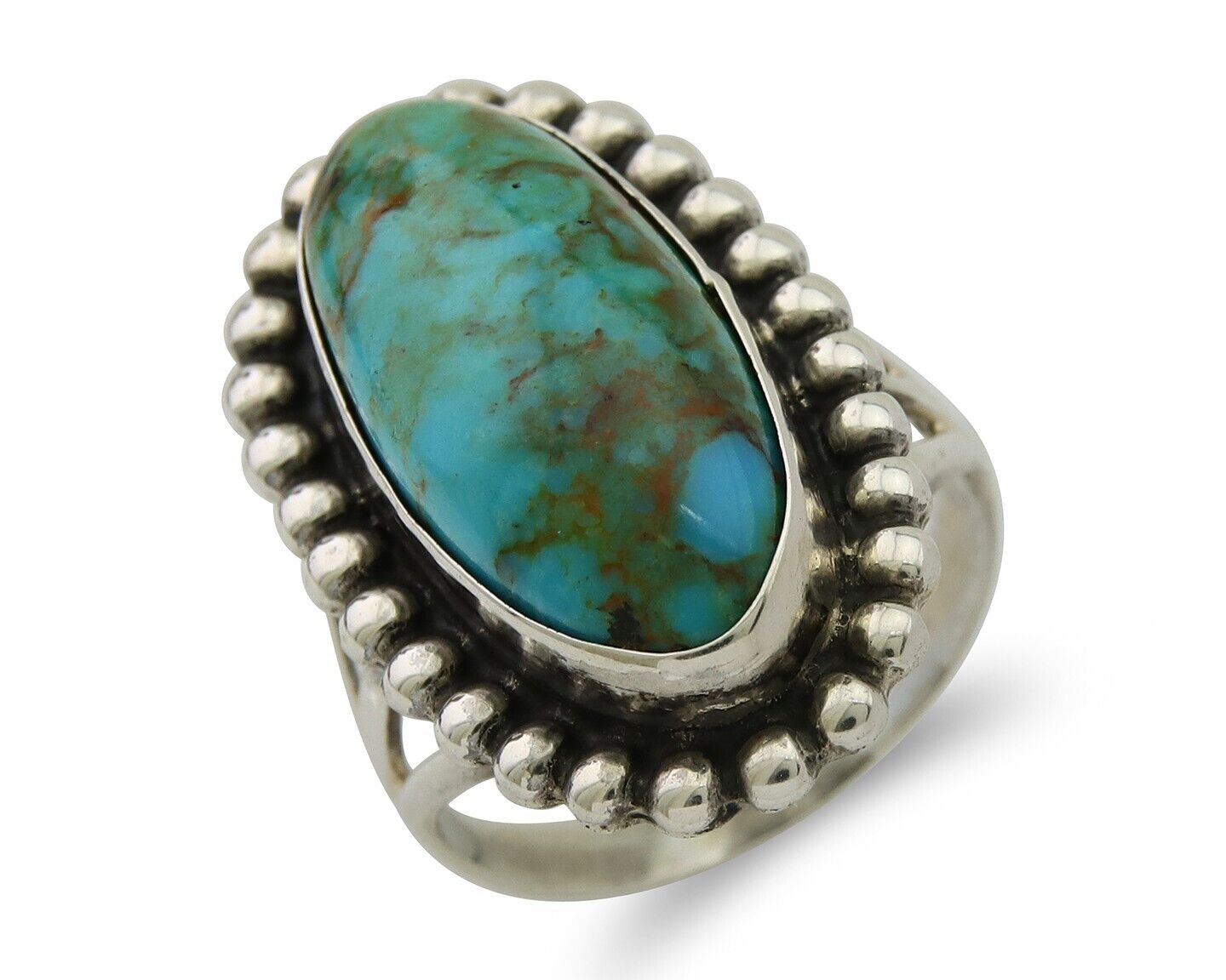 Navajo Shield Ring 925 Silver Arizona Turquoise Native Artist C.80's