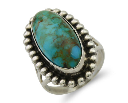 Navajo Shield Ring 925 Silver Arizona Turquoise Native Artist C.80's