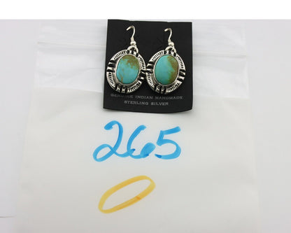 Navajo Handmade Earrings 925 Silver Natural Arizona Turquoise Signed Gecko C.80s