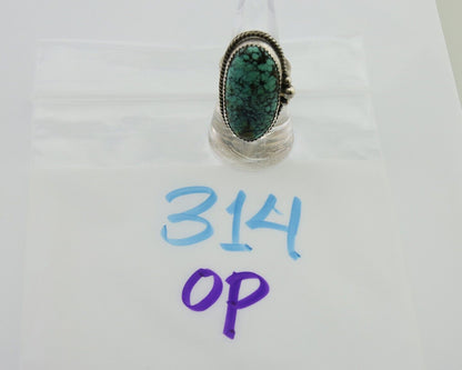 Navajo Handmade Ring 925 Silver Spiderweb Turquoise Native Artist C.80's