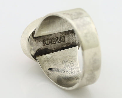 Zuni Inlaid Ring 925 Silver Mixed Natural Gemstones Native American Artist C.80s