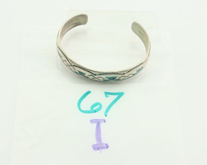 Navajo Bracelet 925 Silver Inlaid Turquoise Cuff Artist Signed NAKAI C.80's