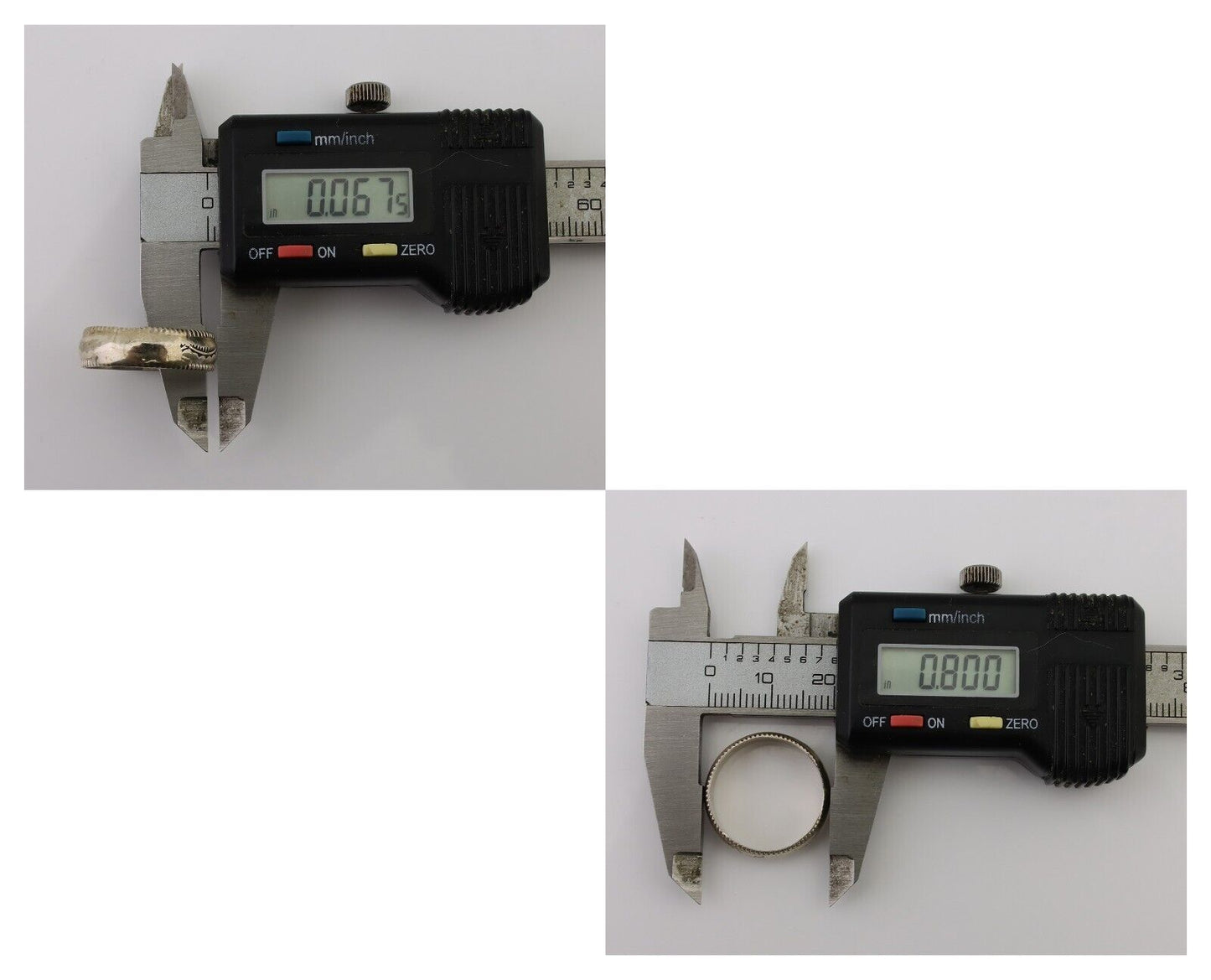 Navajo Hand Stamped Band 925 Silver 6.0 mm Native Artist Size 7.5 C.80's