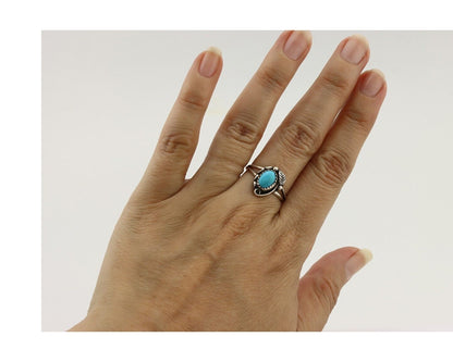 Navajo Ring 925 Silver Turquoise Artist Signed SkyStone Creations C.80's