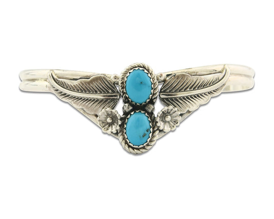 Vintage Navajo Bracelet 925 Silver Blue Turquoise Handmade Signed SN