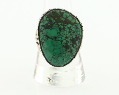 Navajo Ring 925 Silver Natural Spiderweb Turquoise Native American Artist C.80's