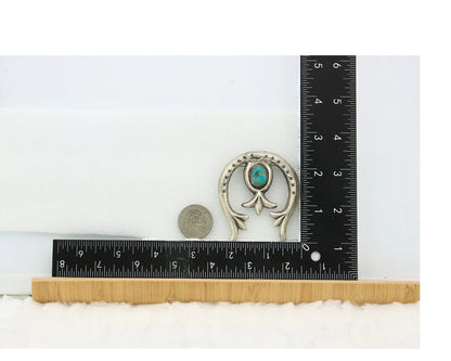 Navajo Handmade Pin Sterling Silver Turquoise Vintage Tobe Turpen Pawn