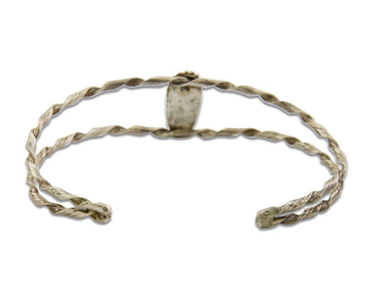 Navajo Bracelet .925 Silver Mediterranean Red Coral Cuff Native Artist C.80's