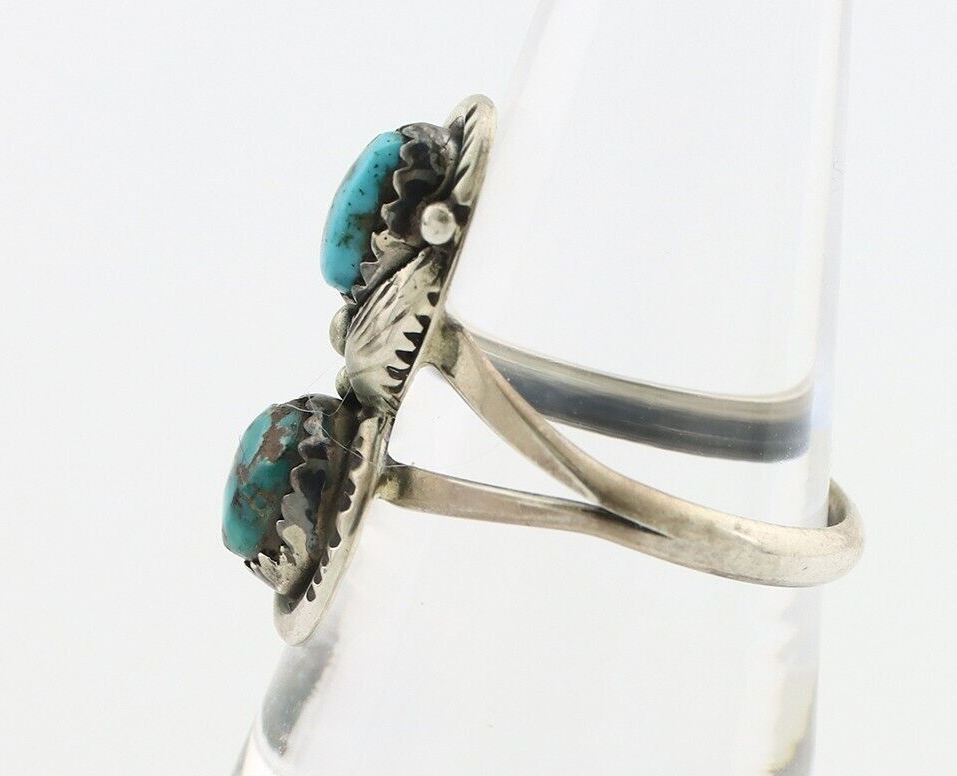 Navajo Ring 925 Silver Natural AAA Blue Spiderweb Turquoise Tom Willeto C.80's