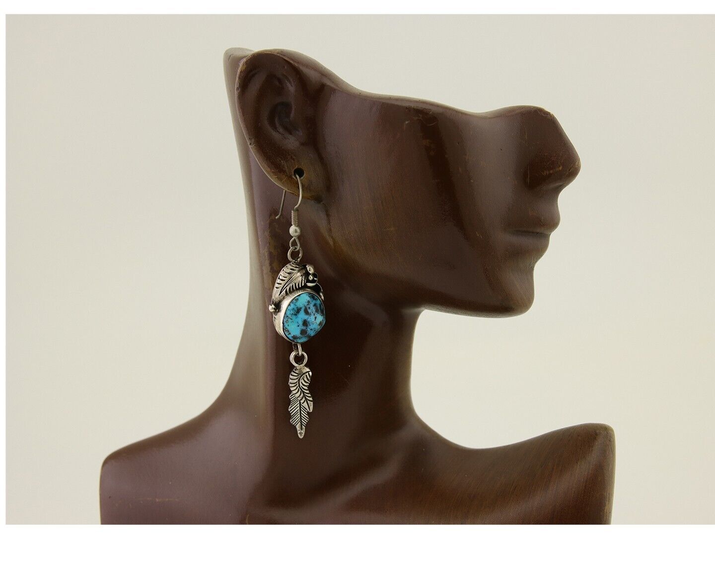 Navajo Dangle Earrings 925 Silver Blue Turquoise Native American Artist C.80's