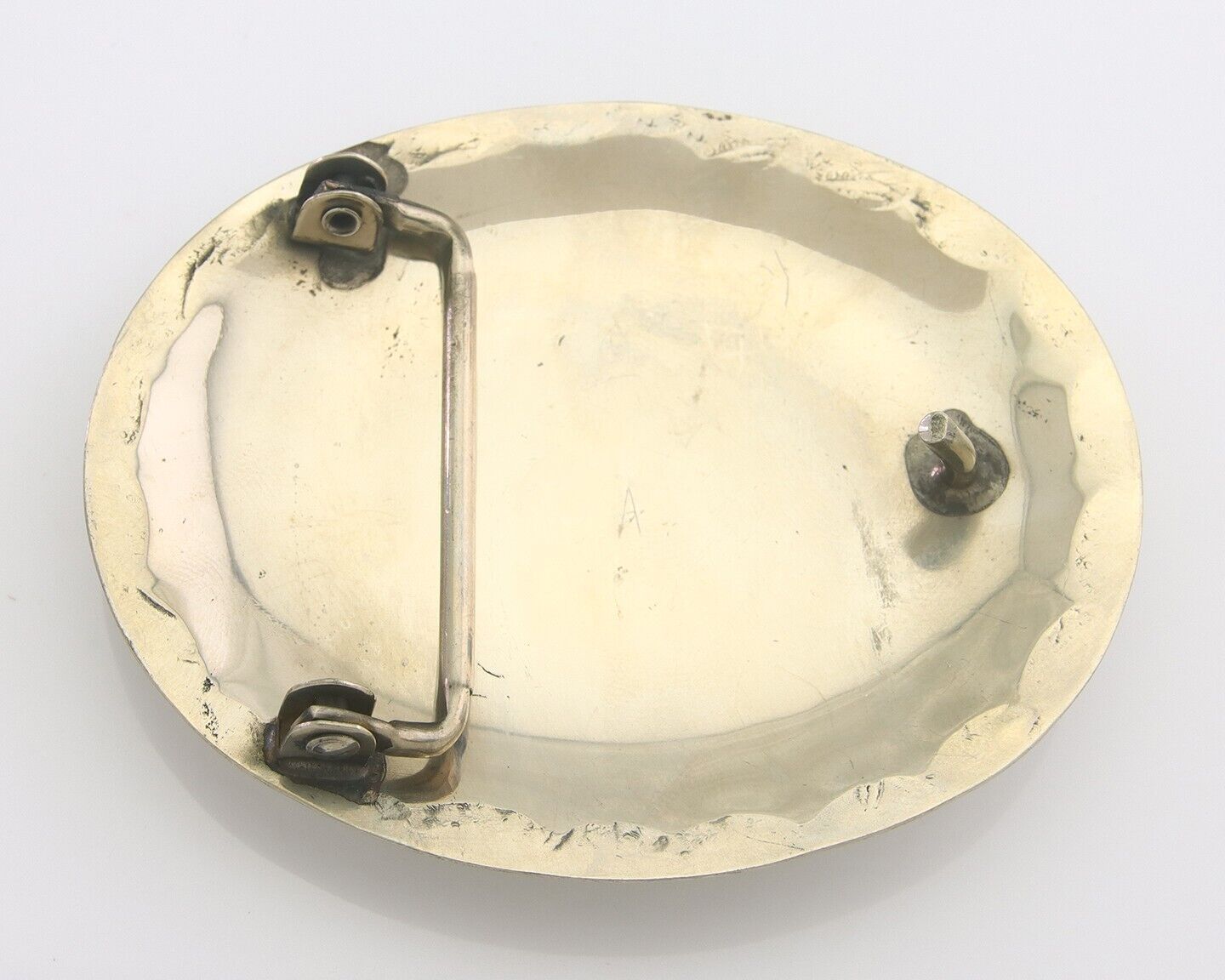 Navajo Belt Buckle .999 Nickel Buffalo Gemstone Handmade 2.5 x 3.0 in C.80's