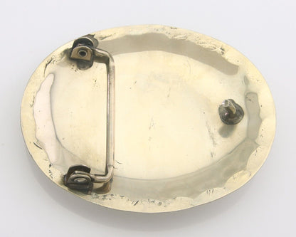 Navajo Belt Buckle .999 Nickel Buffalo Gemstone Handmade 2.5 x 3.0 in C.80's
