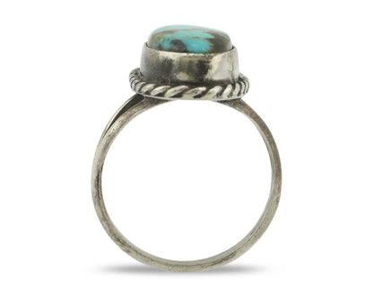 Navajo Ring 925 Silver Natural Blue Turquoise Native American Signed C.80's