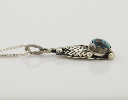 Navajo Necklace 925 Silver Natural Blue Turquoise Artist Signed Yazzie C.80's