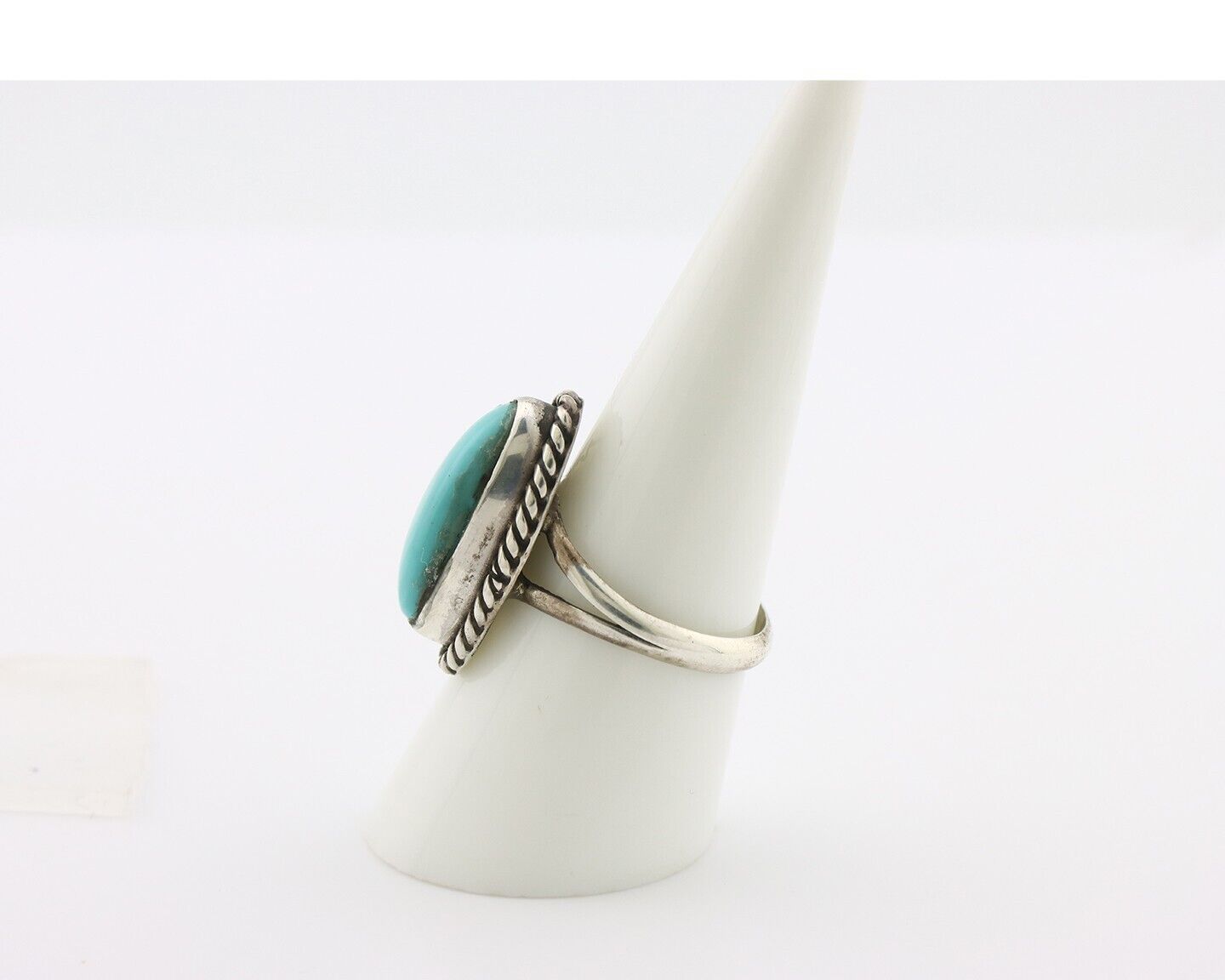 Navajo Ring 925 Silver Natural Kingman Turquoise Signed M Montoya C.80's