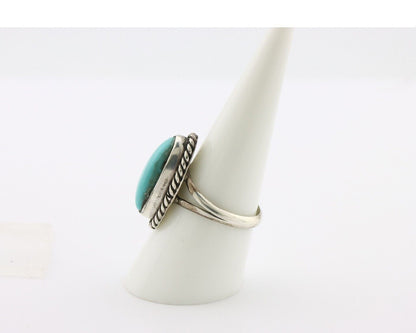 Navajo Ring 925 Silver Natural Kingman Turquoise Signed M Montoya C.80's