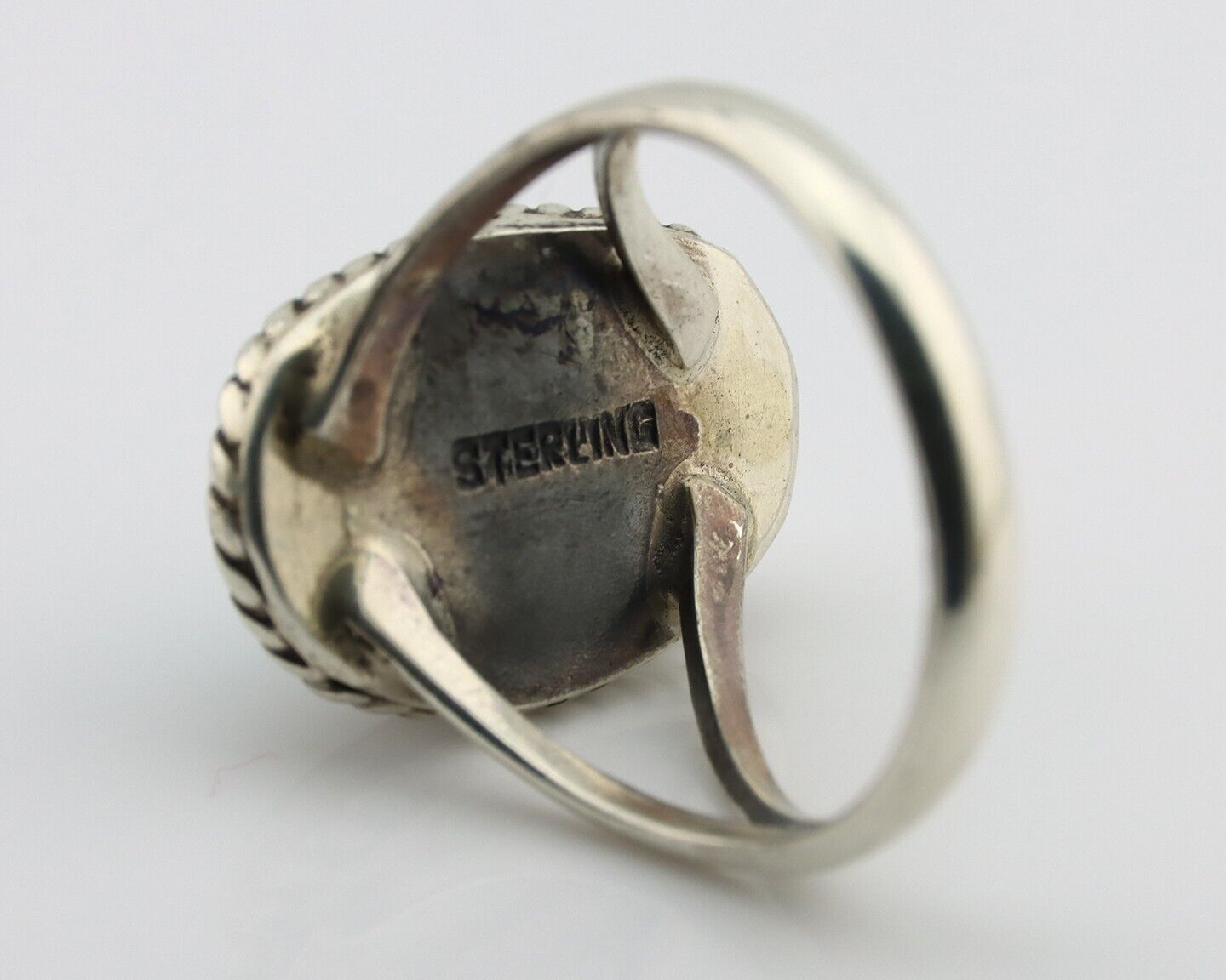 Navajo Ring 925 Silver Kingman Turquoise Native American Artist C.80's