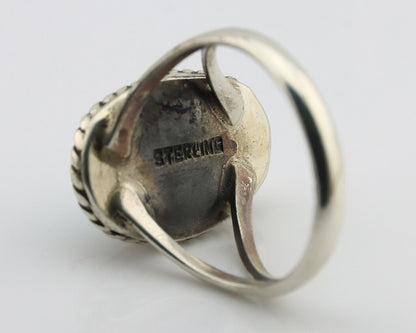 Navajo Ring 925 Silver Kingman Turquoise Native American Artist C.80's