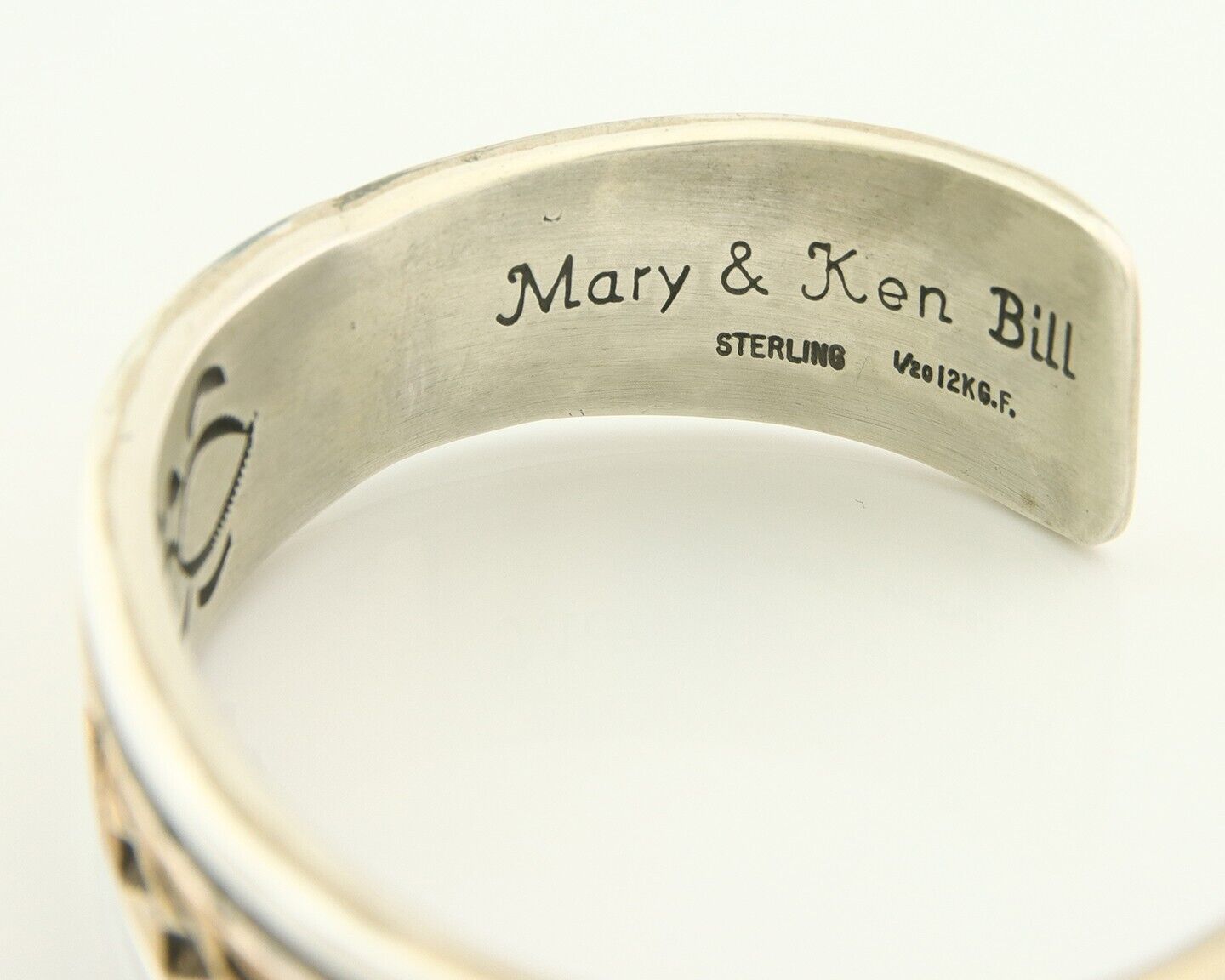 Navajo Bracelet Gold & 925 Silver Handmade 16.5 mm Wide Signed Mary & Ken Bill