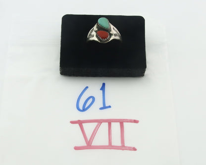 Vintage Navajo Ring 925 Sterling Silver Natural Gemstone Authentic Size 9.75