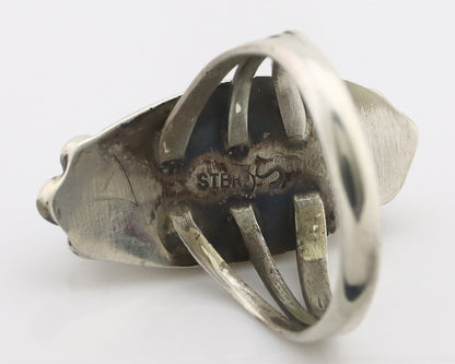 Navajo Ring .925 Silver Sleeping Beauty Turquoise Signed SkyStone Creations C80s