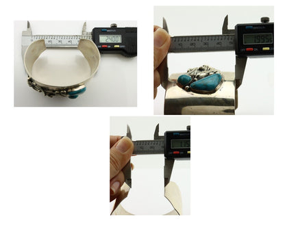 Navajo Bracelet 925 Silver Natural Blue Turquoise Signed David Zachary C.80's