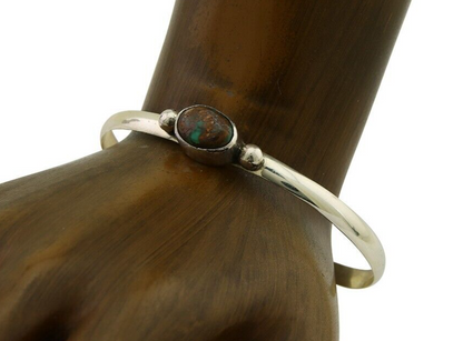 Navajo Cuff Bracelet Blue Turquoise 925 Silver Native American Artist C.80's