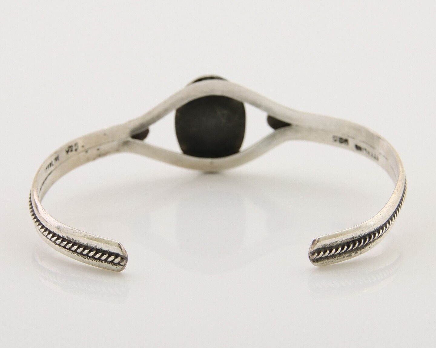 Navajo Hand Stamped Cuff Bracelet Turquoise 925 Silver Native American Artist