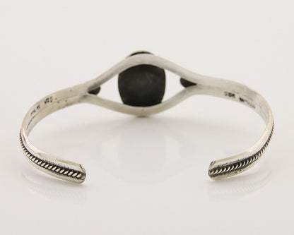 Navajo Hand Stamped Cuff Bracelet Turquoise 925 Silver Native American Artist