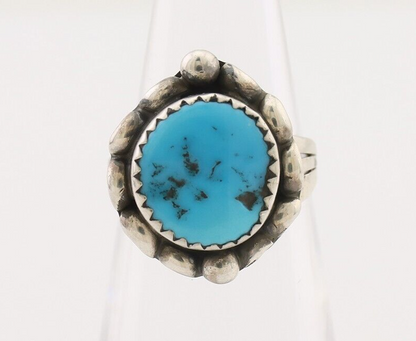 Navajo Ring 925 Silver Sleeping Beauty Turquoise Artist Signed SC C.80's