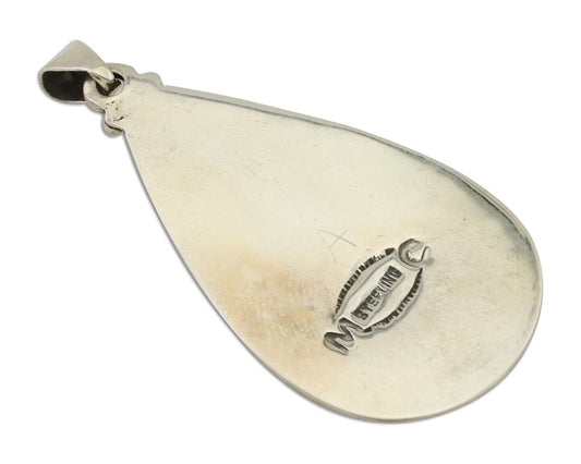 Navajo Pendant 925 Silver Blue Gem Turquoise Artist Signed MC C.80's