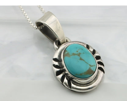 Navajo Necklace 925 Silver Arizona Turquoise Handmade Signed Gecko C.90's