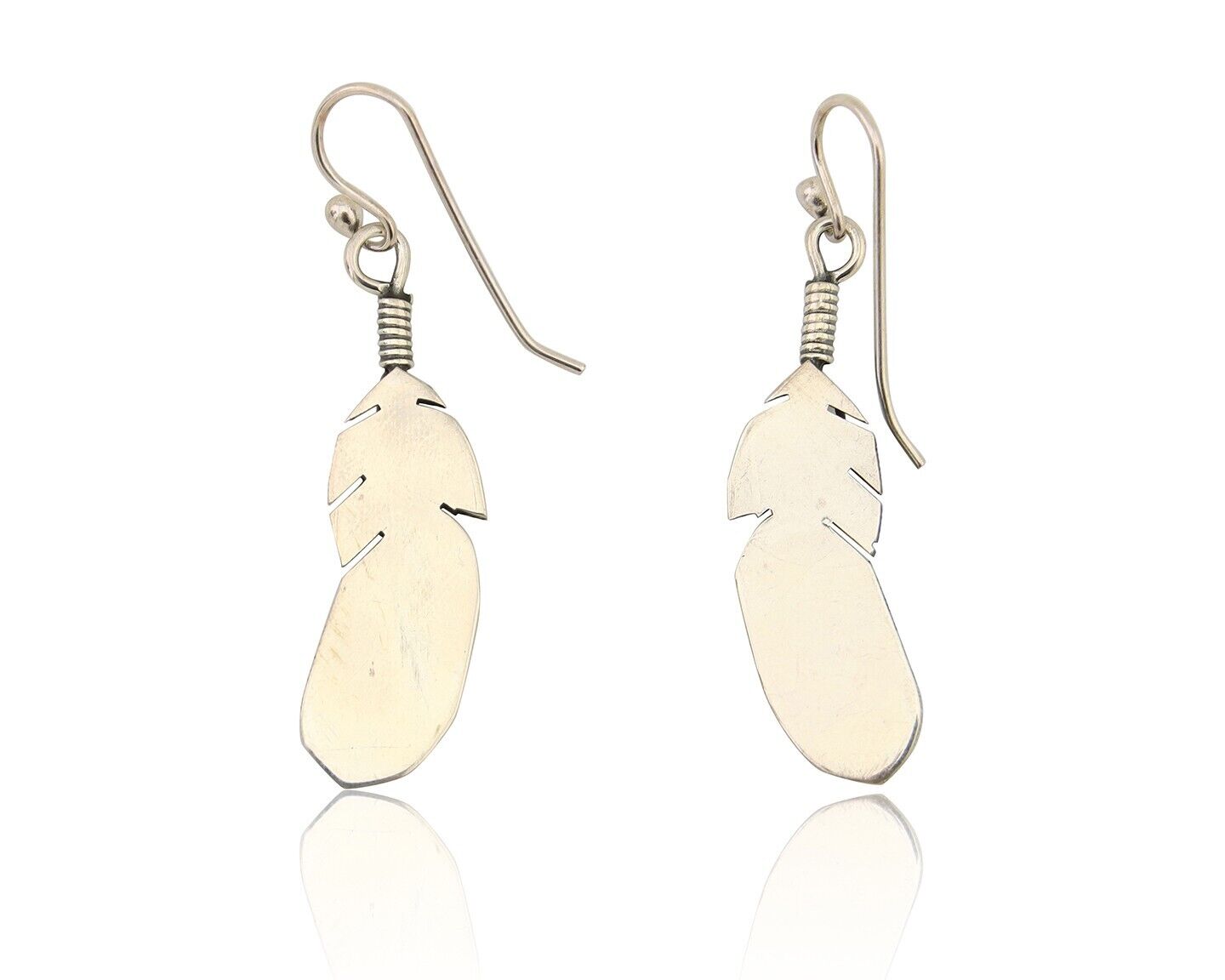 Navajo Eagle Feather Dangle Earrings 925 Silver Native American Artist C.80's