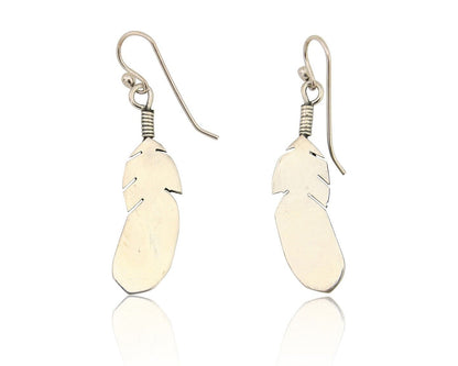 Navajo Eagle Feather Dangle Earrings 925 Silver Native American Artist C.80's