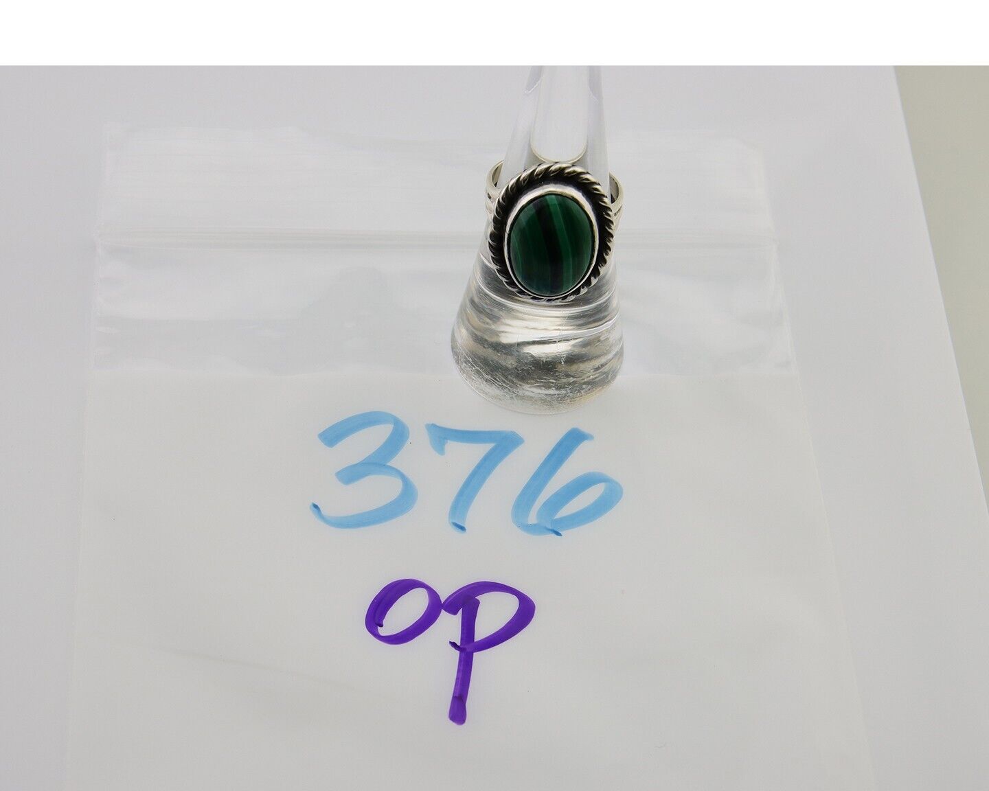 Navajo Ring 925 Silver Natural Malachite Native American Artist C.80's