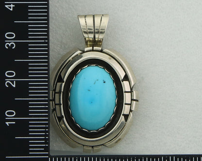 Navajo Sterling Silver Pendant Turquoise Authentic Vintage Signed