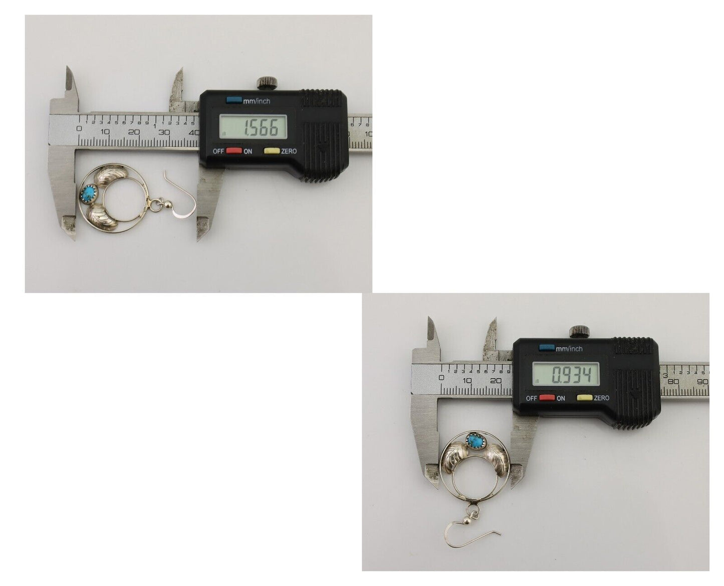 Navajo Handmade Dangle Earrings 925 Silver Blue Turquoise Native Artist C.80's