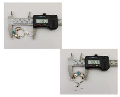 Navajo Handmade Dangle Earrings 925 Silver Blue Turquoise Native Artist C.80's