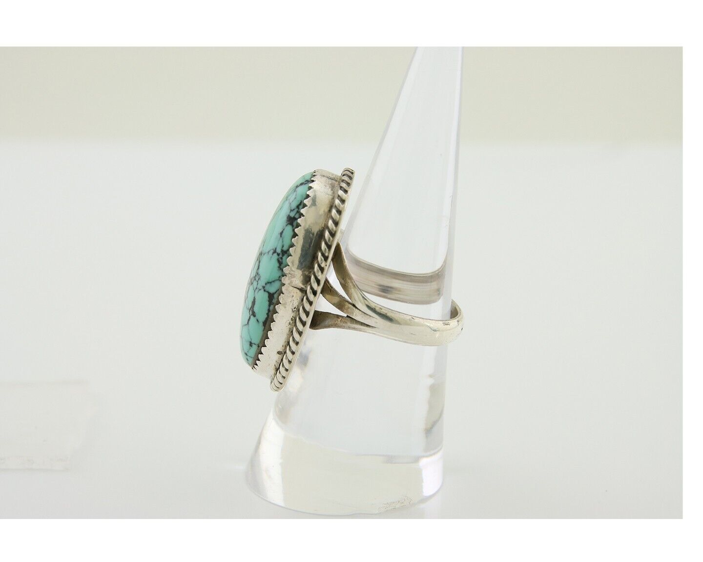 Navajo Handmade Ring 925 Silver Spiderweb Turquoise Native Artist C.80's