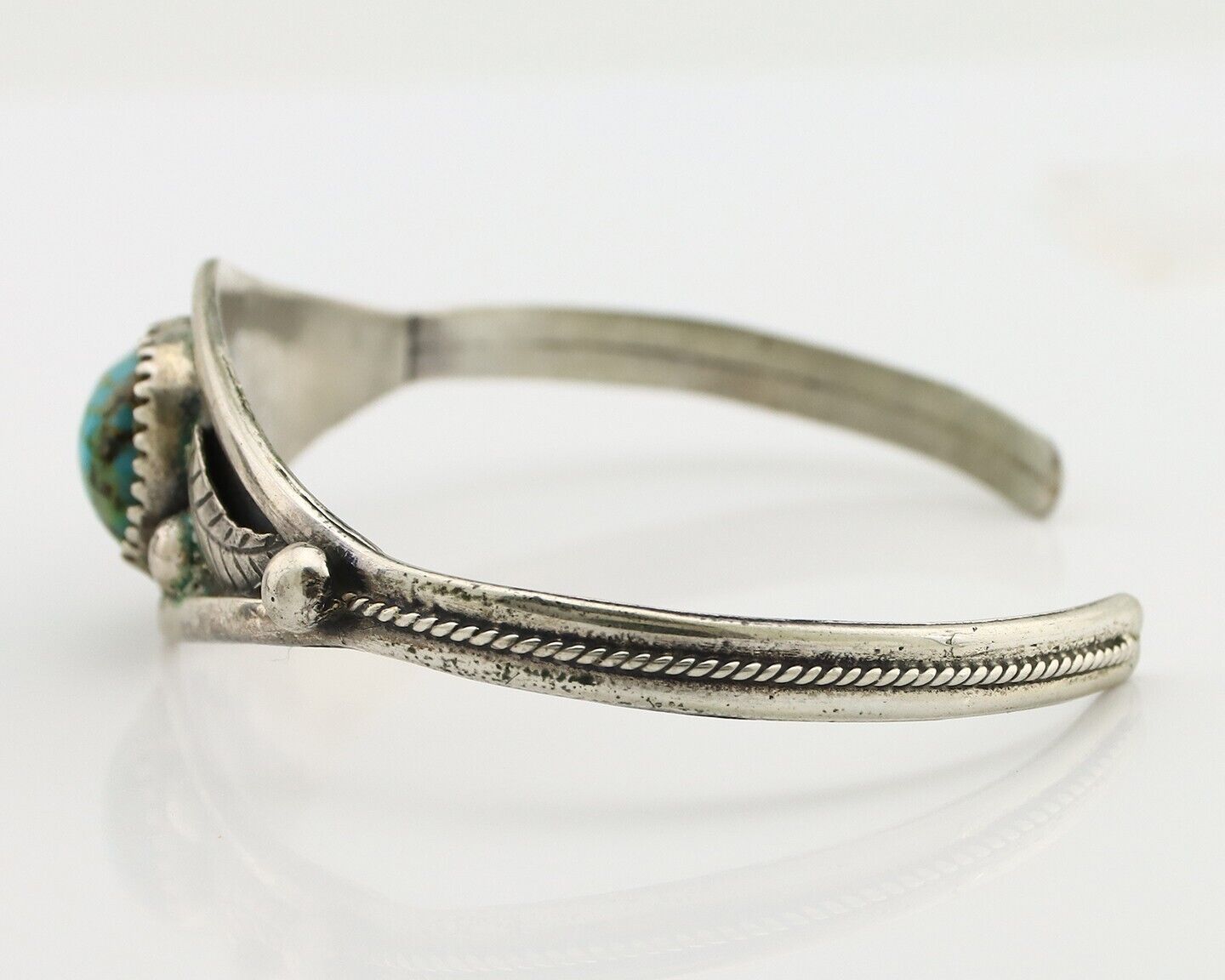 Navajo Bracelet 925 Silver Kingman Turquoise Native American Artist C.80's