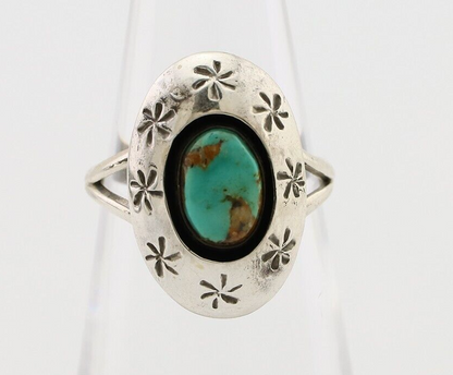 Navajo Ring 925 Silver Kingman Turquoise Native American Artist C.80's