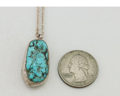 Navajo Necklace 925 Silver Natural Turquoise Native American Artist C.90's