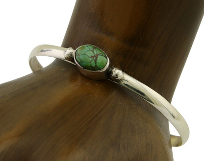 Navajo Cuff Bracelet Spiderweb Turquoise 925 Silver Native American Artist C.80s