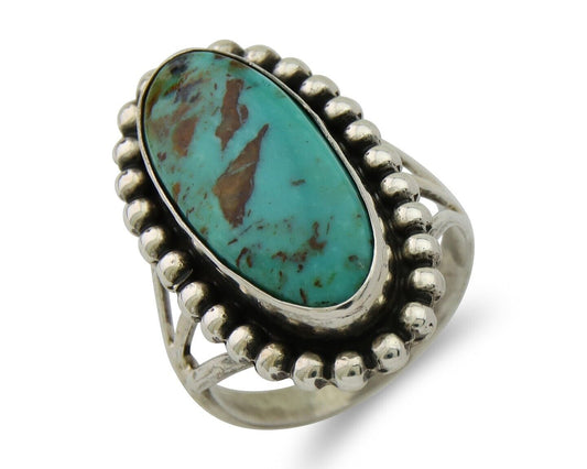 Navajo Shield Ring 925 Silver Arizona Turquoise Native Artist C.80's