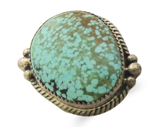 Navajo Ring 925 Sterling Natural Blue Turquoise Native Artist C.80's Size 8.75
